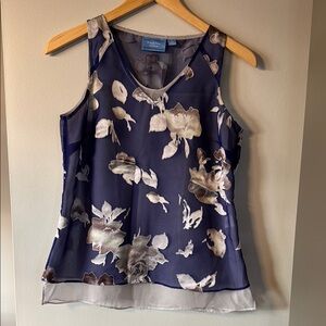 Floral Sleeveless Top - Purple and Silver